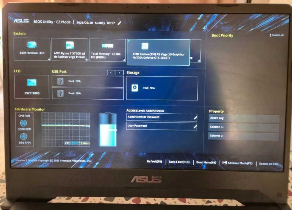 Laptop gaming ASUS TUF FX505DU | Ryzen 7 | GTX 1660 Ti | 16GB RAM | Fără SSD&HDD