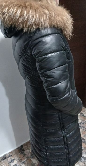 Haina lunga dama model Moncler Long Jacket  blana vulpe mar 42 sau L