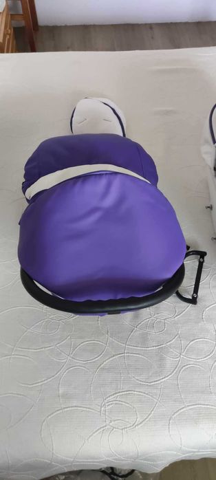 Количка 3 в 1  лилаво и бяло кожа