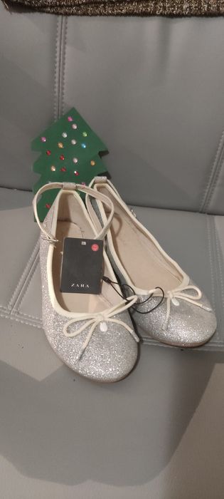 Balerini argintii cu sclipici ZARA 37