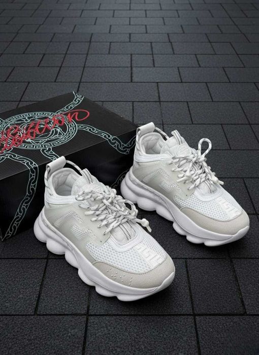 Versace Chain Reaction Alb - Piele Naturala - Full Box