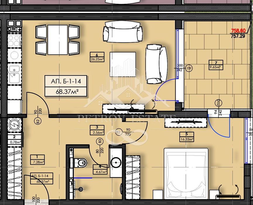 2-стаен в Пазарджик, област-гр.Велинград площ 78 цена 70550