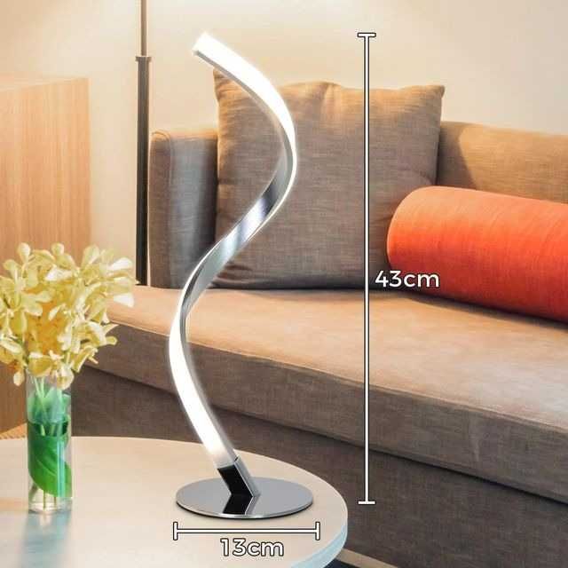 LED спирална настолна лампа с димиране – Модерна S-образна алуминиева