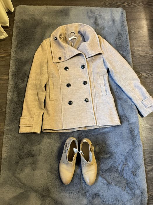 Set palton si ghete piele naturala