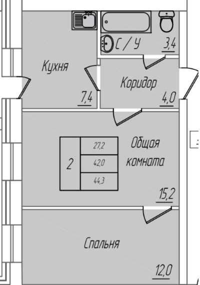 Продажа 2-комнатной квартиры