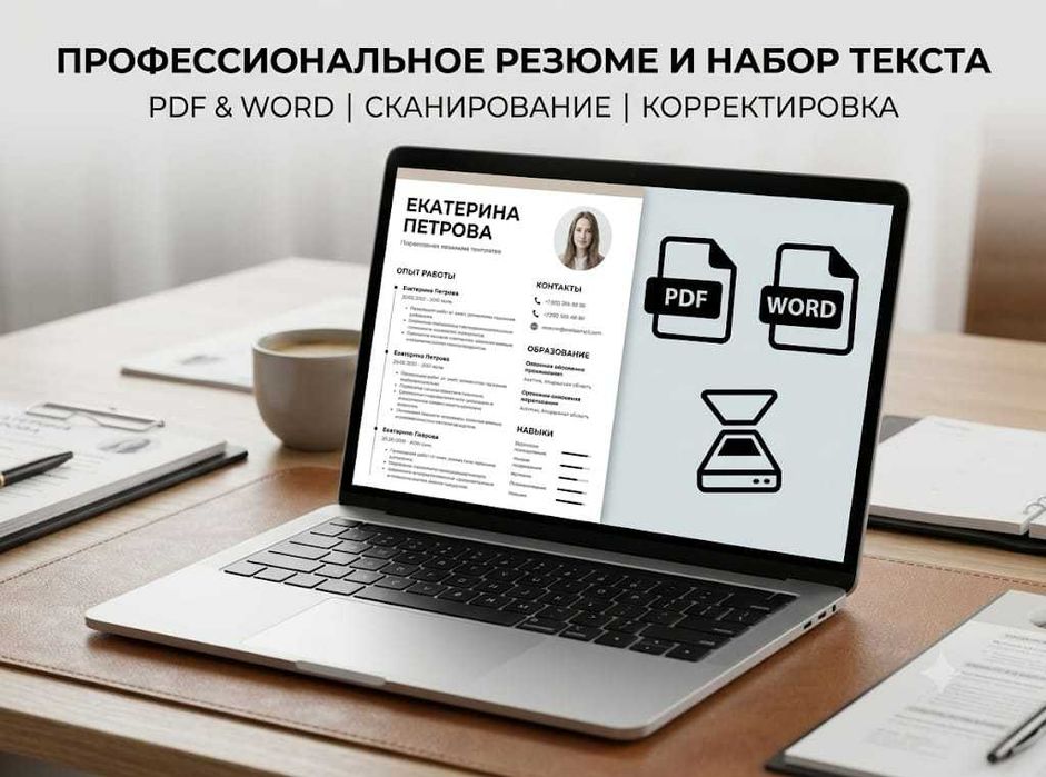 Набор Резюме в Формате PDF и Word. Набор текста в Word. Сканирование!