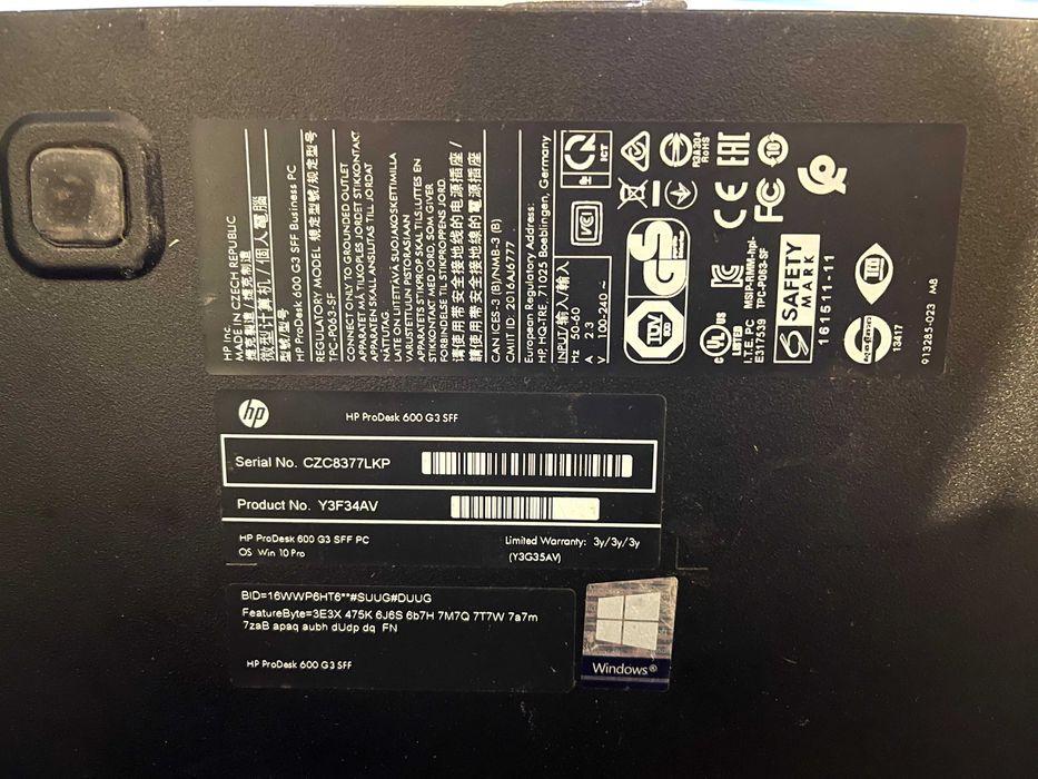 Unitate PC HP Prodesk 600 G3 SFF I5-7500 8GB RAM 256GB SSD 2TB HDD
