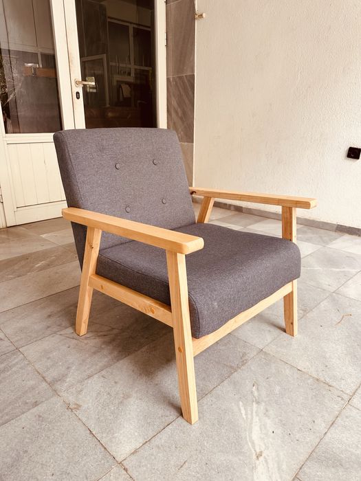 Скандинавско ретро кресло от масив – удобно дизайнерско lounge кресло (mid-century стил)