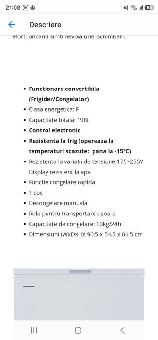 Lada frigorifica Heinner