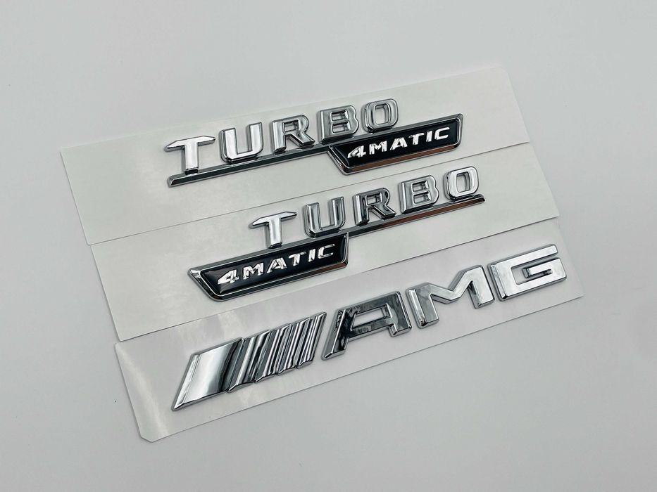 Set Embleme Compatibile Mercedes turbo 4matic AMG crom