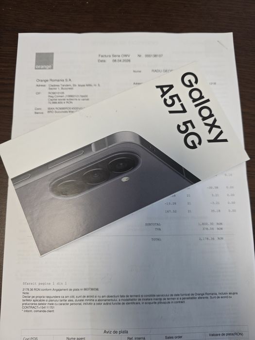 Samsung A57 5G sigilat factura garantie 128 gb
