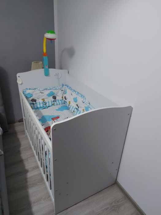 Patut PUFINAS cu sertar, transformabil in birou KALINA