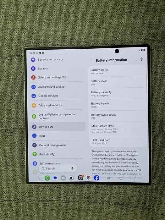 Samsung Galaxy Z Fold 7 100% Battery Health