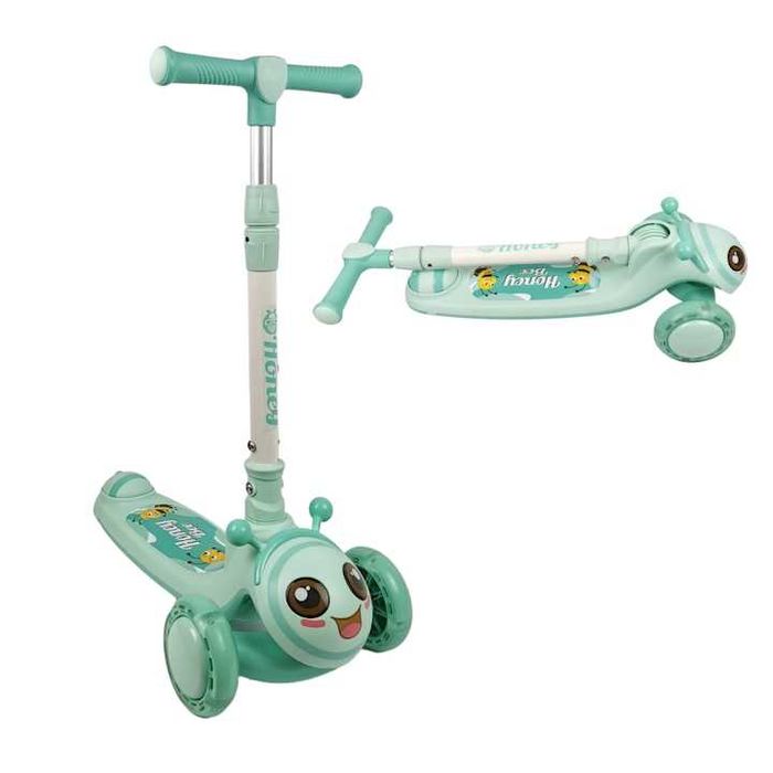 Детска тротинетка, Сгъваема, Светеща, Музикална, Пчела, 3 цвята