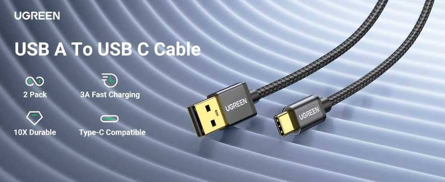 Оригинал UGREEN кабель USB 2.0 to Type C, 3A Fast 480 Mbps 1 и 2 метра