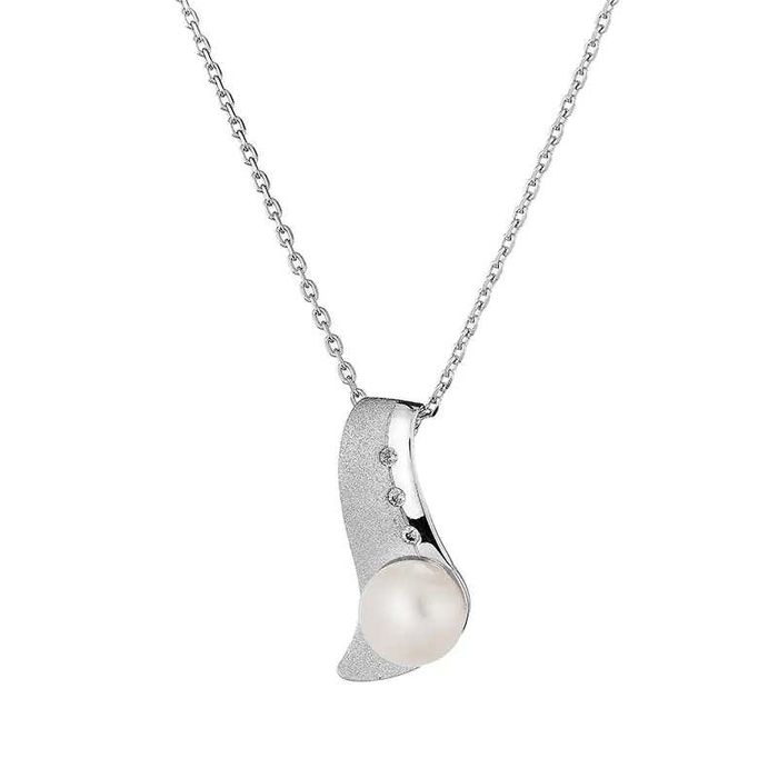 Сребърно колие с бяла перла Swan Pearls