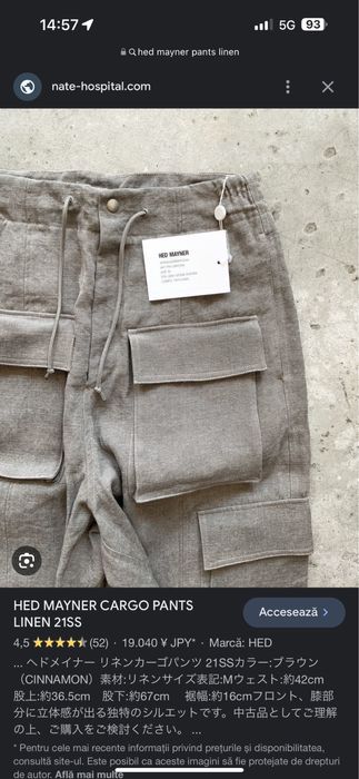 pantaloni cargo in hed mayner noi s lux super pret