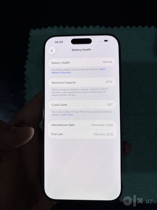 iphone 16 pro max pamit 256g yomkost 87 ideal holatda oqip qlila