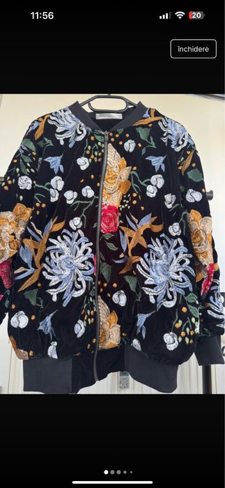 Geaca Mango brodata din catifea