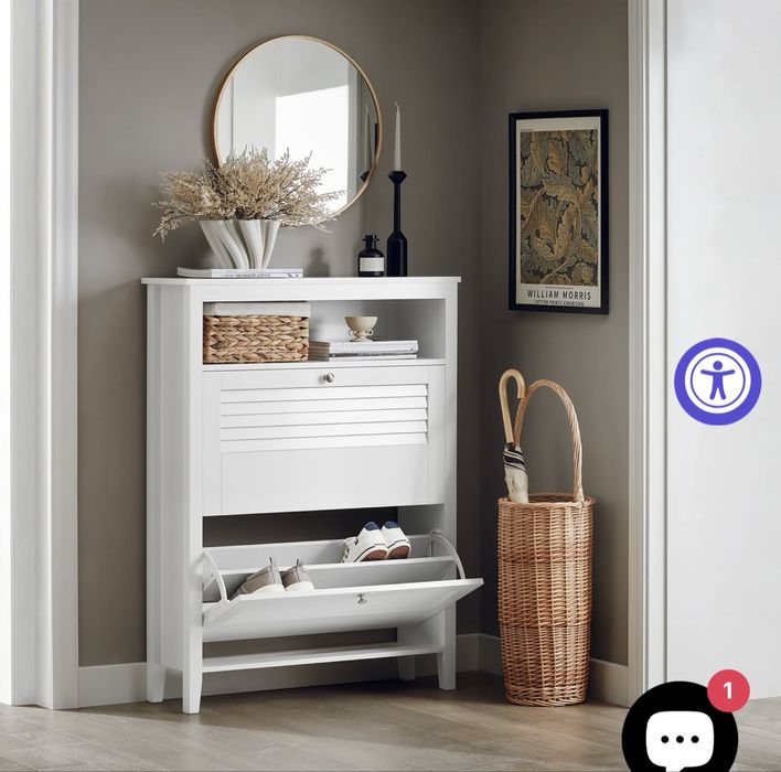 Pantofar alb cu raft superior-design elegant, ideal pentru hol