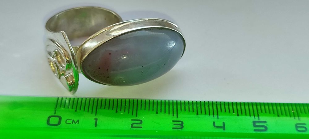 Оригинальное кольцо с камнем ГОЛУБОЙ АГАТ