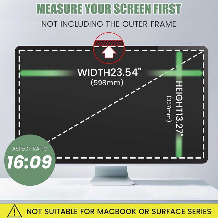EliWhale филтър за екран за поверителност,27-инчов 16:9(598 ммx337 мм)