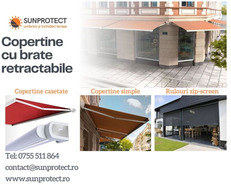 Copertine retractabile Casetate, Simple, Verticale, Rulouri Zip-Screen