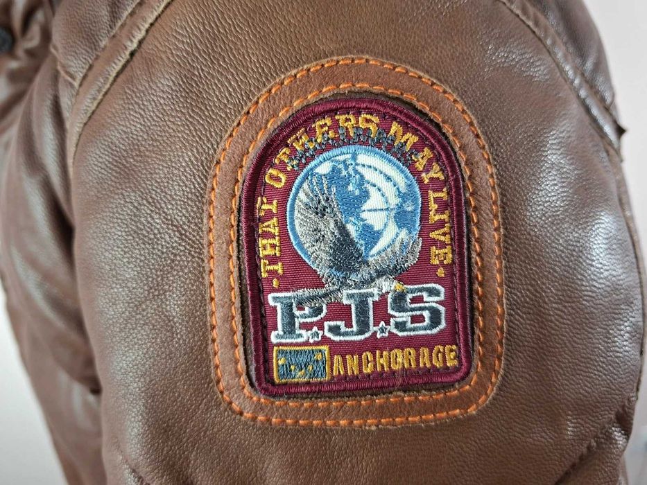 Parajumpers Goat Leather Down Jacket Size L Кожено Пухено Яке Мъжко