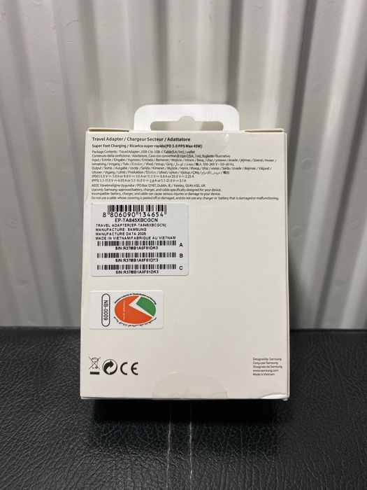 Încărcător Samsung 45W Super Fast Charging + cablu USB-C (nou, sigilat
