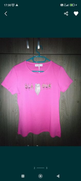 Tricou roz cu pietre S/M