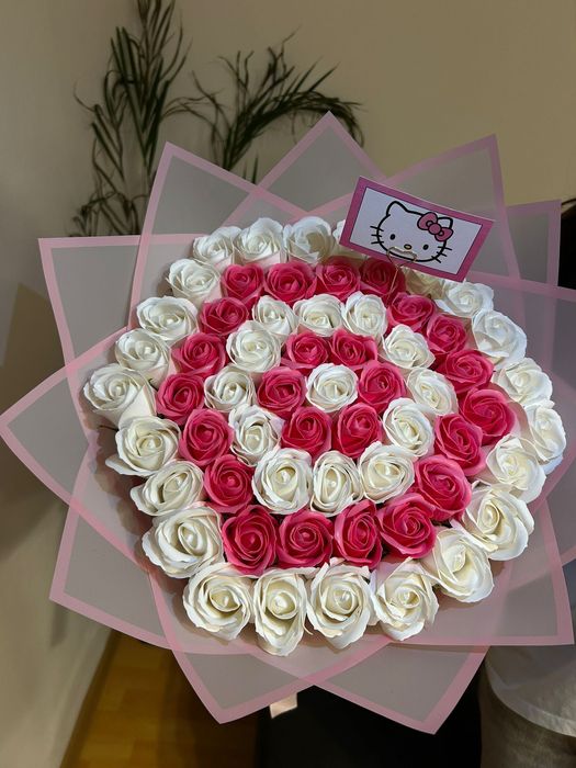 Buchet trandafiri săpun/ sclipici glitter/ cadou ziua îndrăgostiților