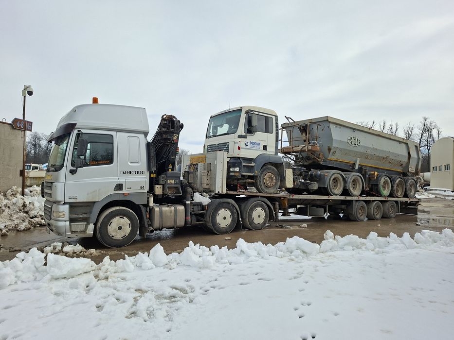 Transport containere,buldo excavatoare,utilaje,tractoare,inchiriez platforma trailer