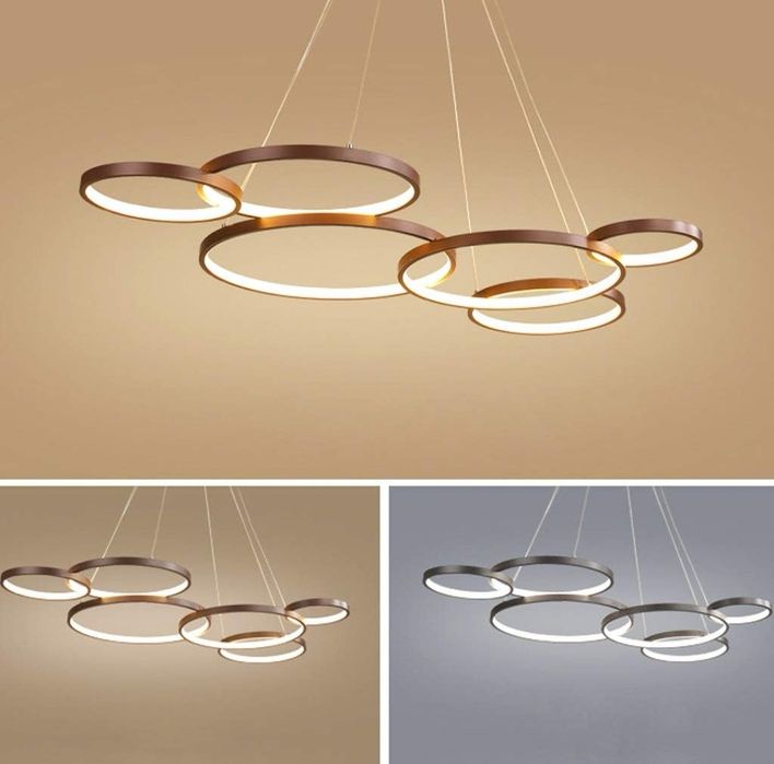 Висяща лампа Модерна LED 88W цвят кафе  лед Димируема с дистанционно