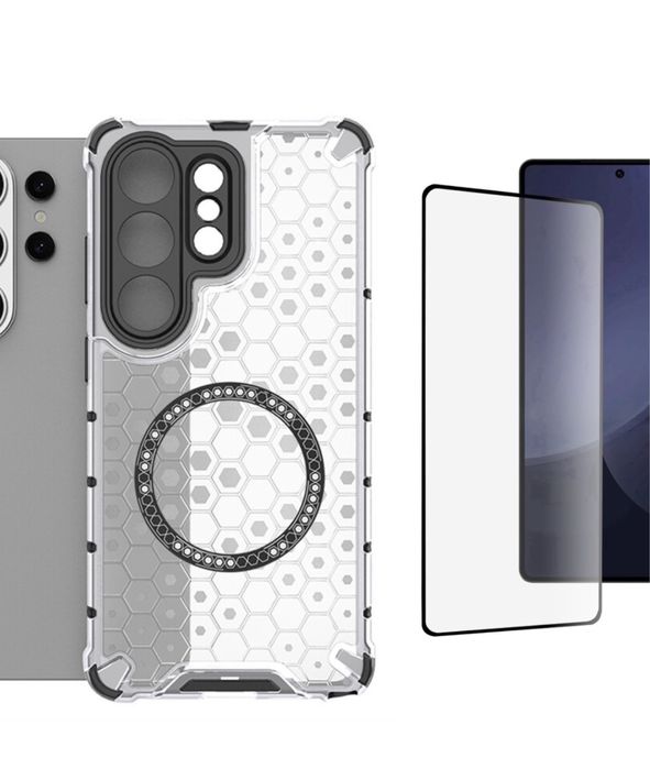 Samsung S25 S26 PLUS / ULTRA Husa Hexalite Anti Soc + Folie Sticla Amprenta Functionala