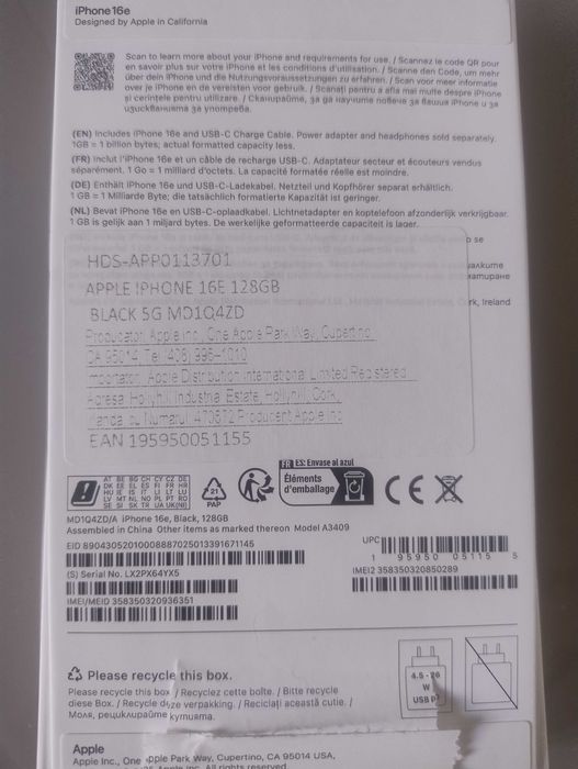 Iphone 16e Black 128 GB