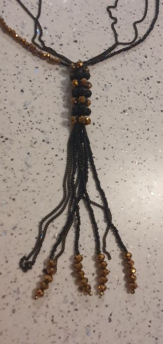 Colier sirag lung negru si aramiu elegant