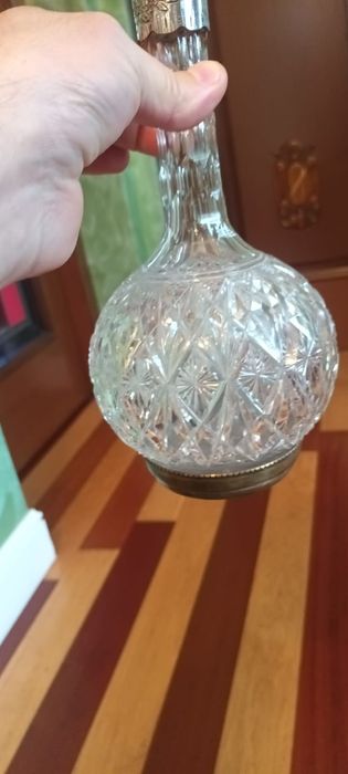 Sticla veche din cristal și metal Argintat!