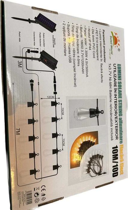 Ghirlanda Solara Soleil Flacara Efect, 10M 10becuri, nou!