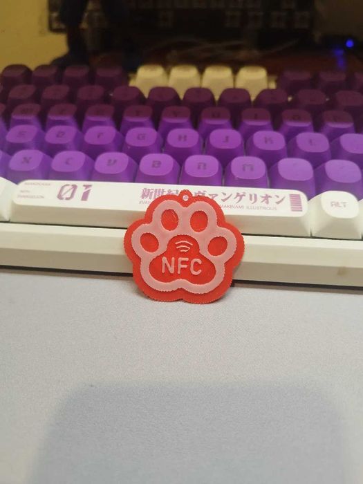 Tag zgarda pisici/caini cu NFC printat 3D, usor,doar 2 grame,