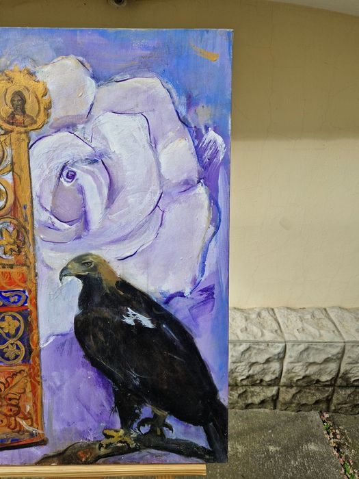 Прекрасна антикварна картина масло върху платно