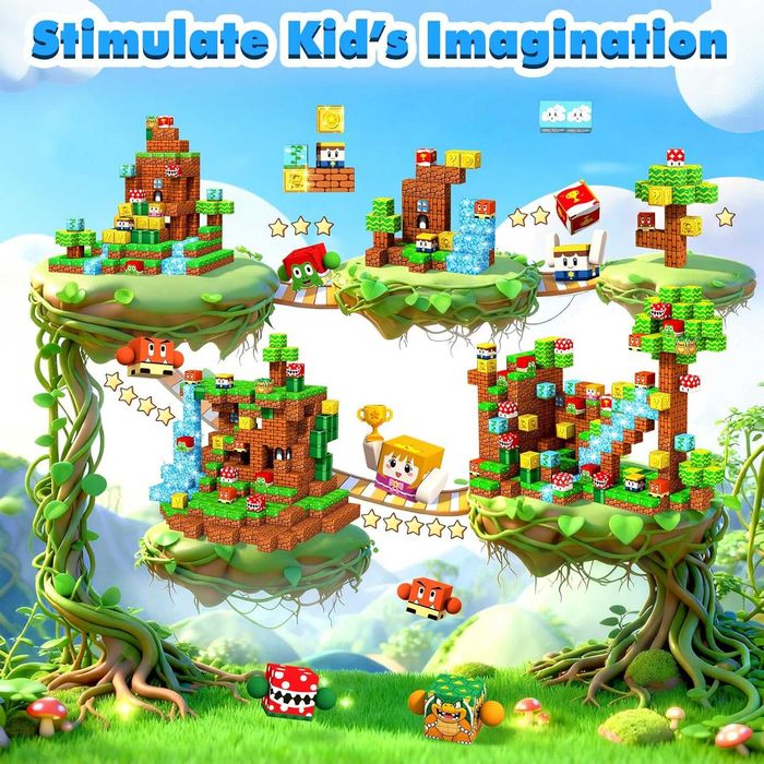 Магнитни строителни блокчета, сензорни играчки, 3+ години, 108 части