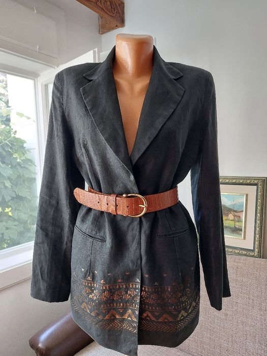 Sacou nou din 100% in cu decoratiune in stil grecesc la margine fata, brand francez