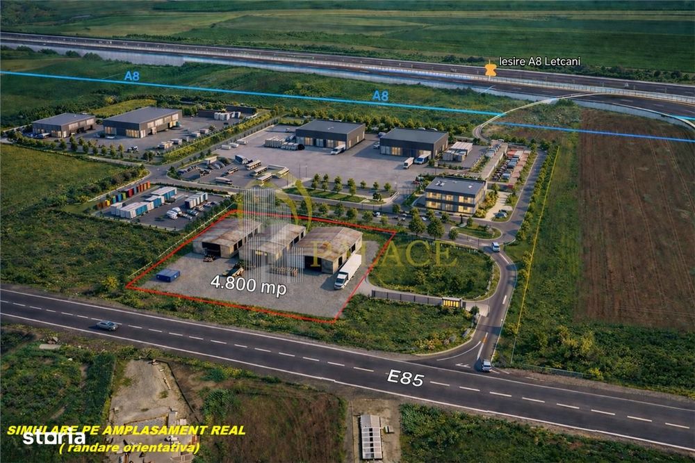 Teren 4800 mp , industrial Letcani,  cu acces in E85