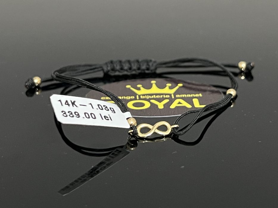 Bijuteria Royal CB : Bratara cu snur bile aur 14k 1,03 grame