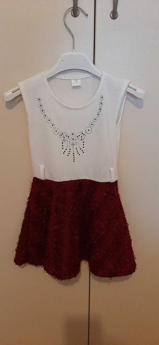 Официална бяла детска рокля размер 80