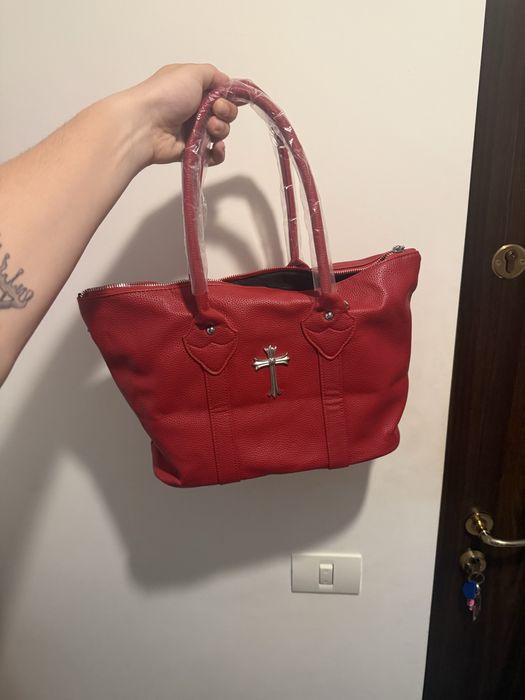 Geanta Chrome Hearts Red Leather Vintage Handbag