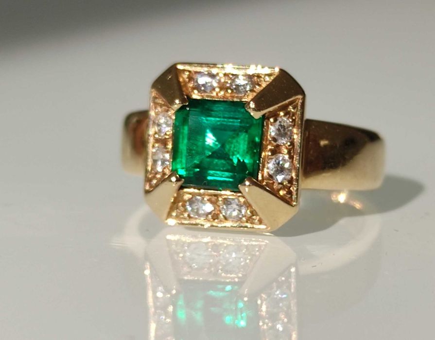 Inel smarald si diamante 1.82ct