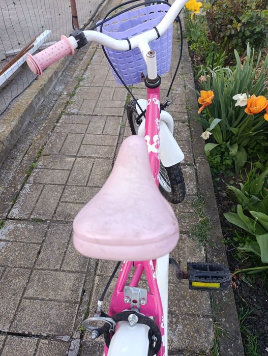 Детско розово колело с помощни гуми - 18 цола