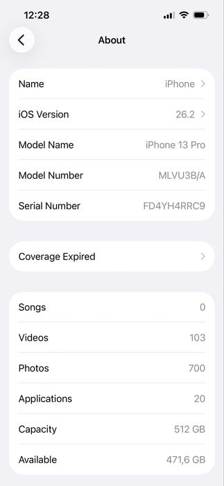 Iphone 13 pro baterie 100 memorie stocare 512G