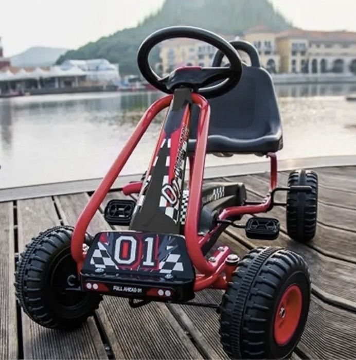 Kart pentru copii cu pedale si scaun reglabil, XL, Rosu